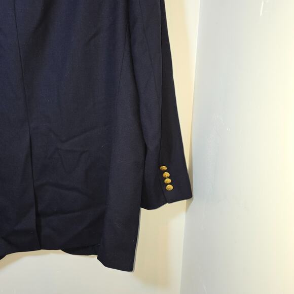 Chaps Ralph Lauren Blazer Mens 44R Navy Wool Gold Crest Buttons Classic Jacket - Picture 5 of 10